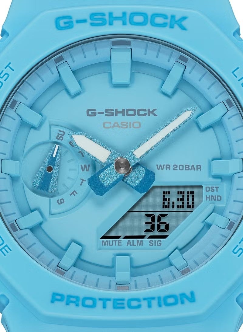 G-SHOCK ANALOG DIGITAL TONE-ON-TONE Series GA-2100-2A2 Blue Resin Band Unisex Watch - Image 3